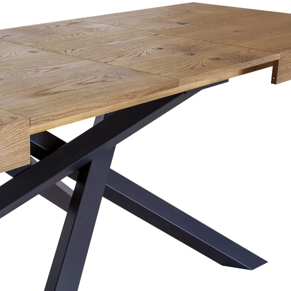 Tavolo Indoor Allungabile in Legno Massello e Metallo Made in Italy – Khal Viadurini