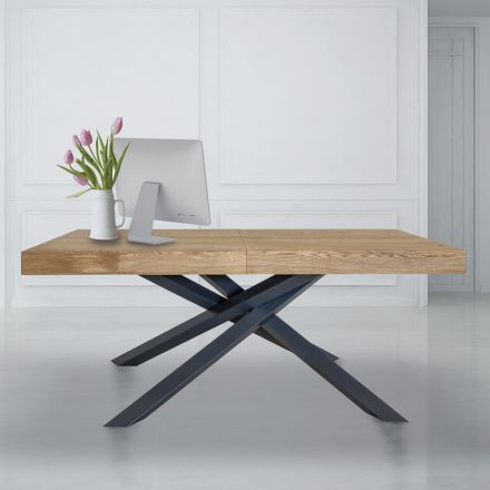 Tavolo Indoor Allungabile in Legno Massello e Metallo Made in Italy – Khal Viadurini