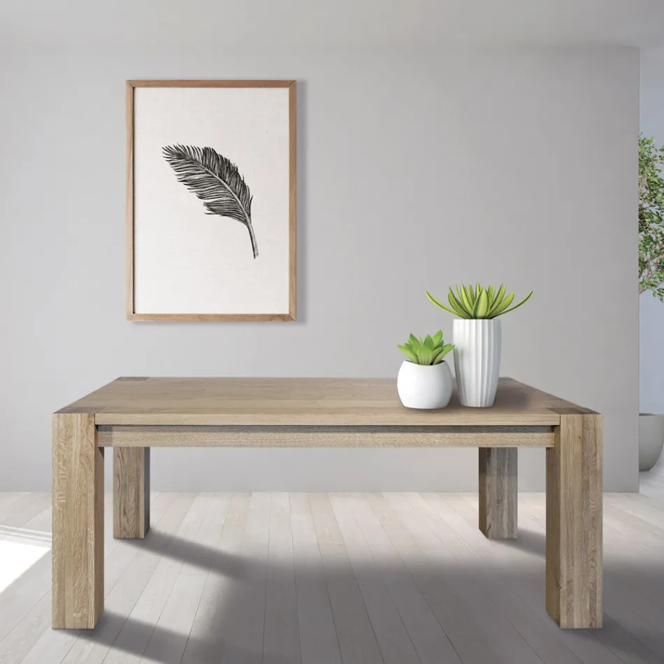 Tavolo Living Allungabile in Placcato di Rovere Nodato Made in Italy – Durin Viadurini