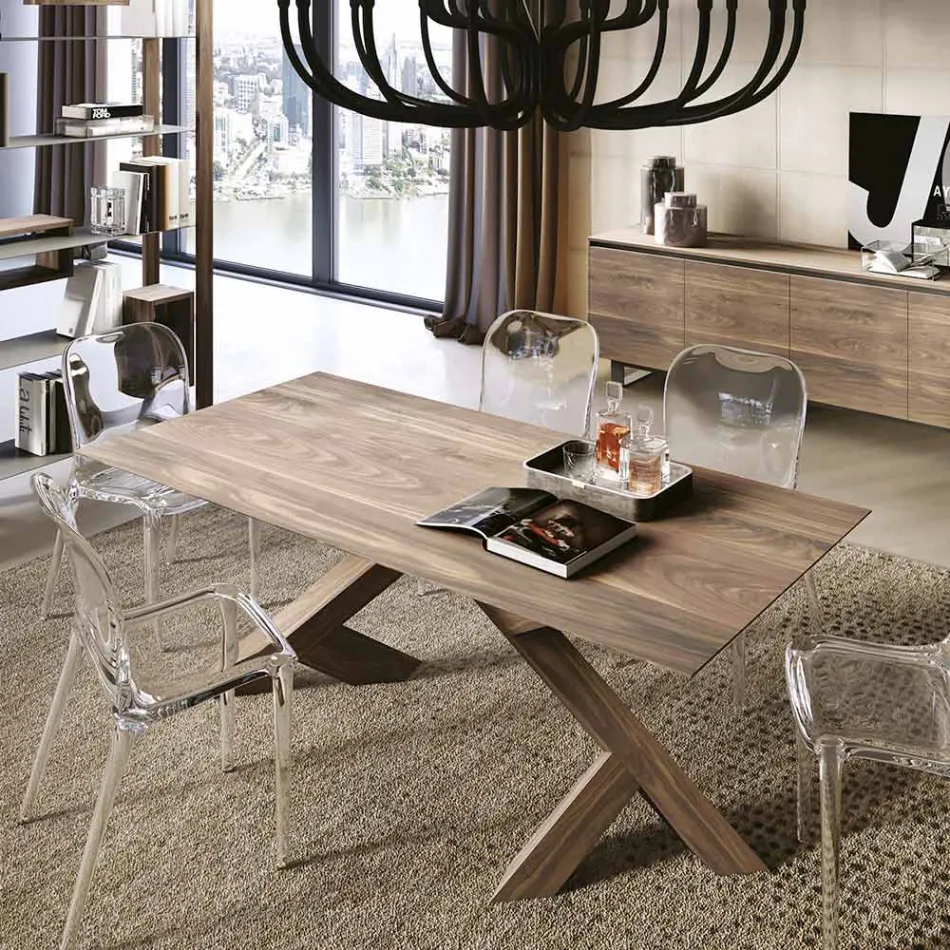 Tavolo Living in Massello Vero di Noce Nodato Made in Italy – Boromir Viadurini