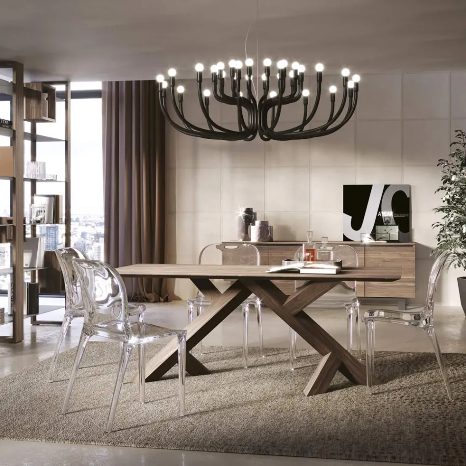 Tavolo Living in Massello Vero di Noce Nodato Made in Italy – Boromir Viadurini