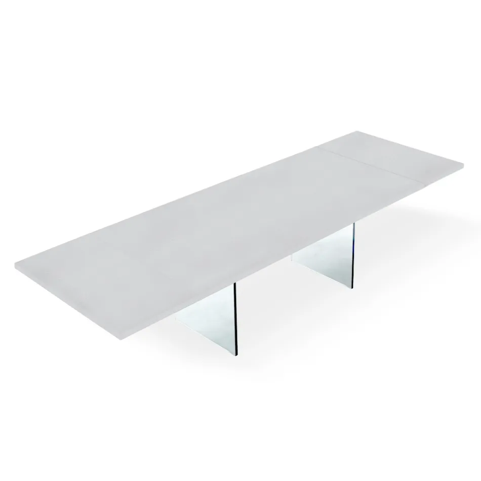Tavolo Moderno Allungabile a 300 cm in Laminato e Vetro Made in Italy – Strappo Viadurini