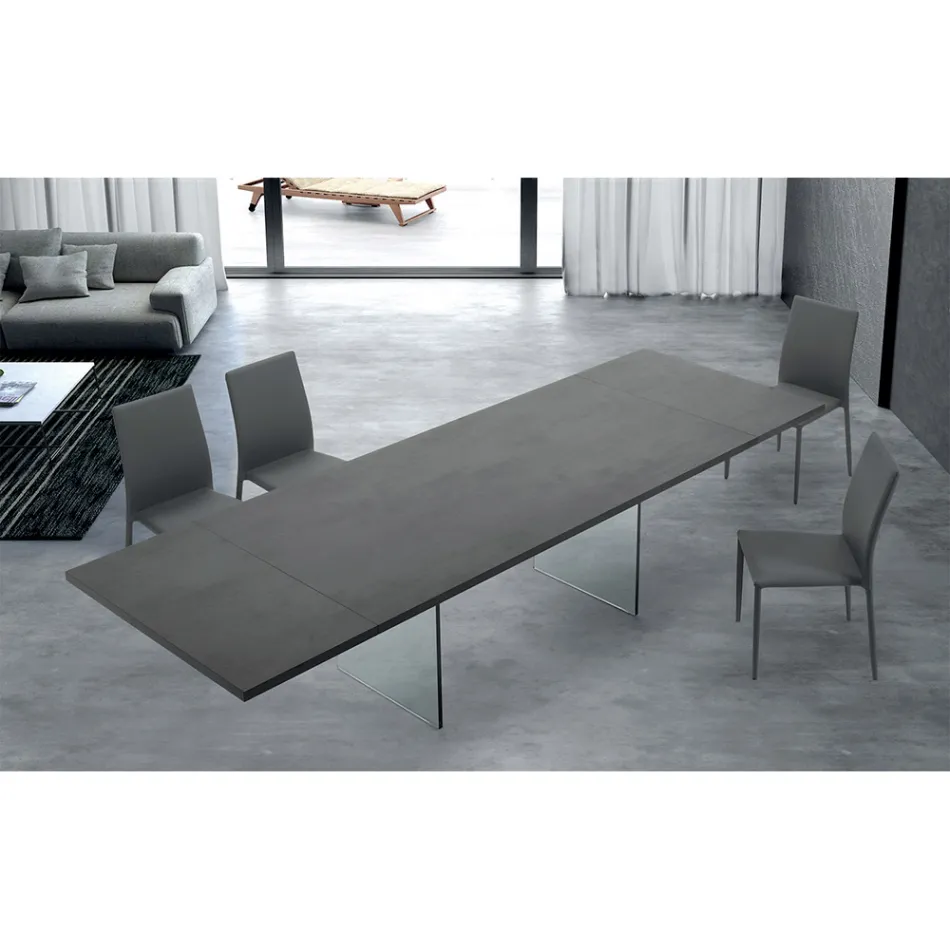 Tavolo Moderno Allungabile a 300 cm in Laminato e Vetro Made in Italy – Strappo Viadurini