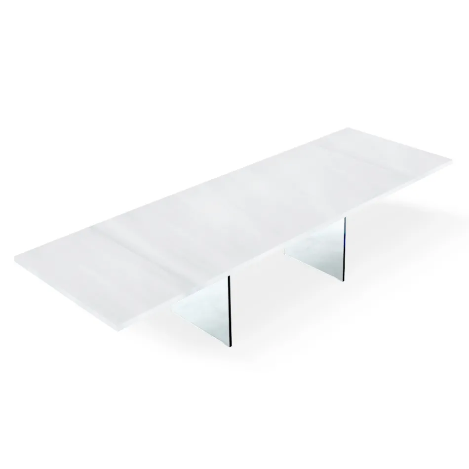 Tavolo Moderno Allungabile a 300 cm in Laminato e Vetro Made in Italy – Strappo Viadurini