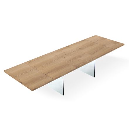 Tavolo Moderno Allungabile a 300 cm in Laminato e Vetro Made in Italy – Strappo Viadurini