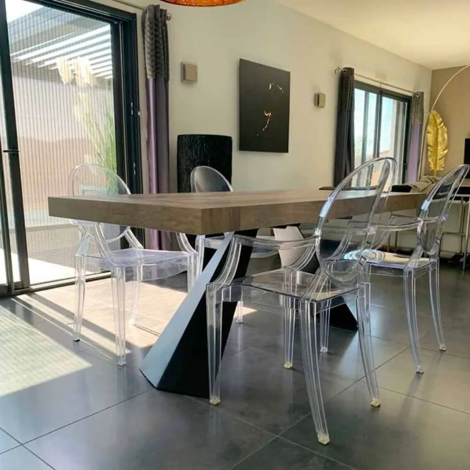 Tavolo Moderno Allungabile Fino a 260/280 cm in Legno e Metallo - Teramo Viadurini