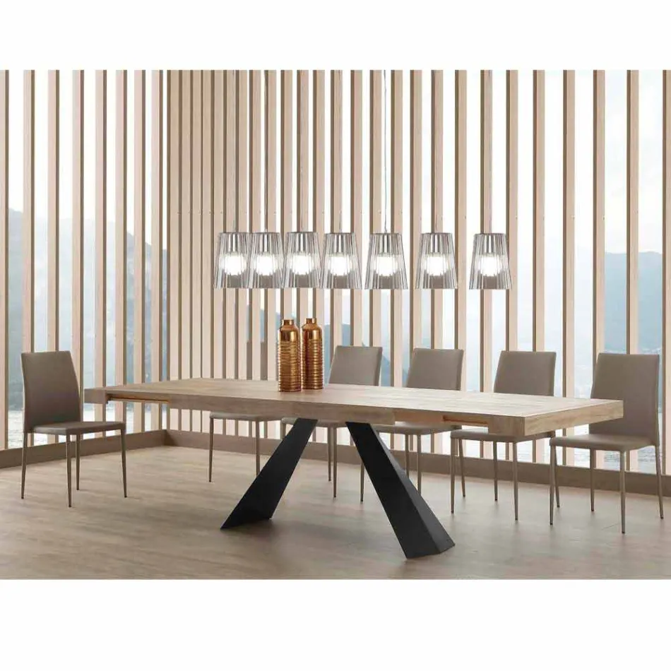 Tavolo Moderno Allungabile Fino a 260/280 cm in Legno e Metallo - Teramo Viadurini