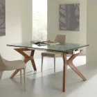 Tavolo moderno allungabile in acciaio inox e vetro temperato Kentucky Viadurini