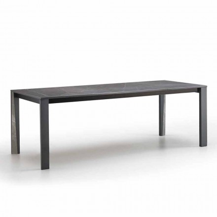 Tavolo moderno allungabile in gres e legno di faggio made Italy Duccio Viadurini