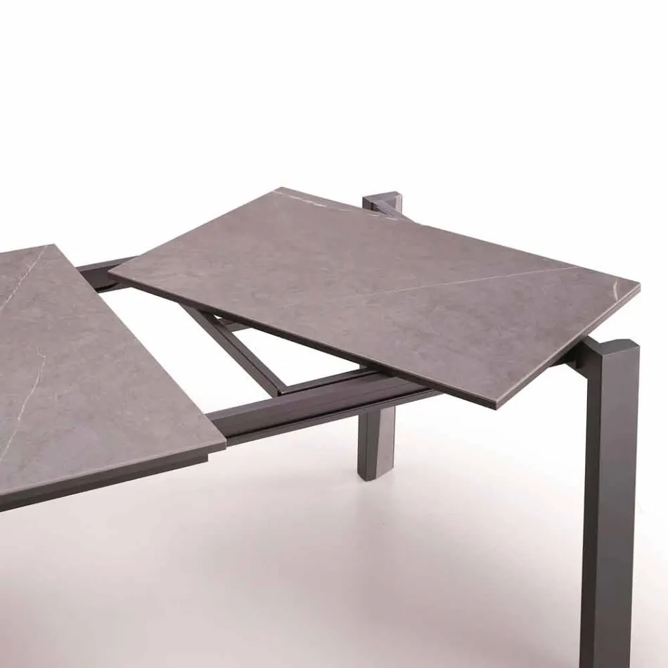 Tavolo moderno allungabile in gres e legno di faggio made Italy Duccio Viadurini