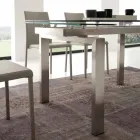 Tavolo moderno allungabile in vetro temperato e acciaio Georgia Viadurini