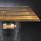 Tavolo moderno in legno di Briccola Veneziana e vetro Viadurini