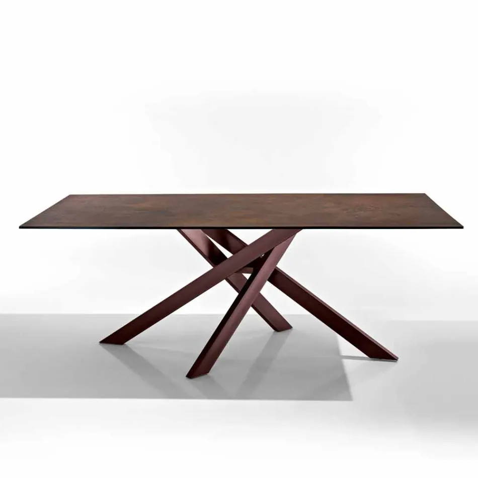 Tavolo moderno in vetroceramica e metallo made in Italy, Dionigi Viadurini