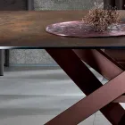 Tavolo moderno in vetroceramica e metallo made in Italy, Dionigi Viadurini