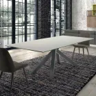 Tavolo Moderno Rettangolare in Ceramica e Acciaio Made in Italy – Settimmio Viadurini