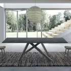 Tavolo Moderno Rettangolare in Ceramica e Acciaio Made in Italy – Settimmio Viadurini