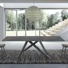 Tavolo Moderno Rettangolare in Ceramica e Acciaio Made in Italy – Settimmio Viadurini