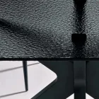 Tavolo Ovale 180x100 cm in Vetro Martellato Fumè e Metallo - Domus Viadurini