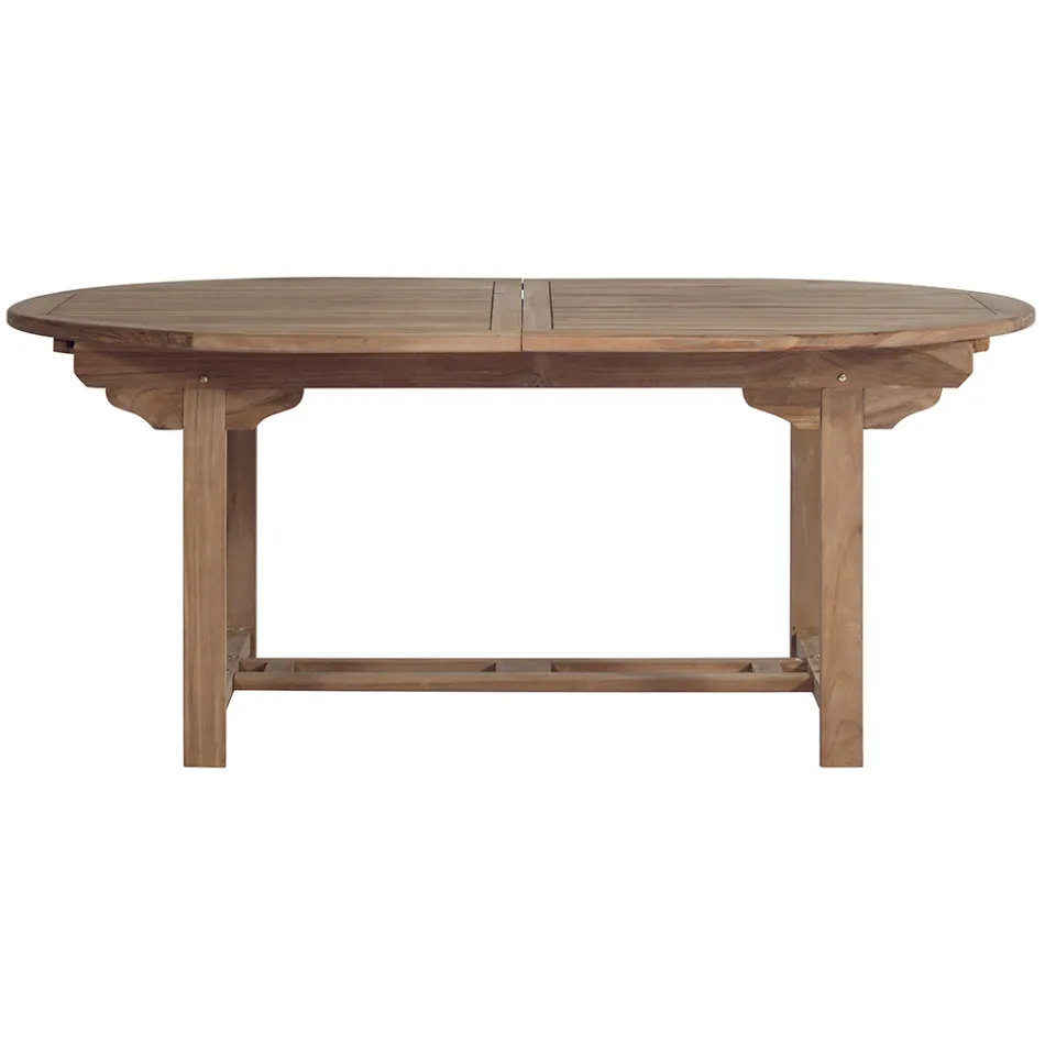 Tavolo Ovale Allungabile a 240 cm da Esterno Realizzato in Teak - Edera Viadurini