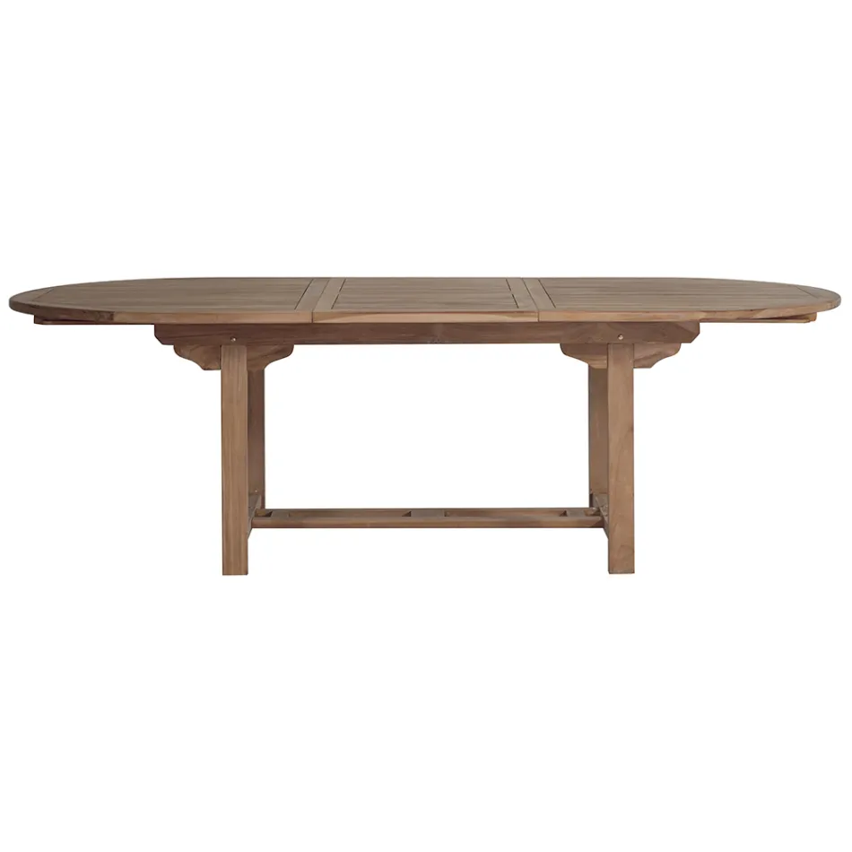 Tavolo Ovale Allungabile a 240 cm da Esterno Realizzato in Teak - Edera Viadurini
