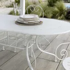 Tavolo Ovale da Giardino Realizzato Interamente in Metallo - Archivio Viadurini