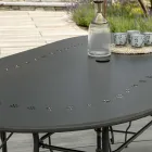 Tavolo Ovale da Giardino Realizzato Interamente in Metallo - Archivio Viadurini