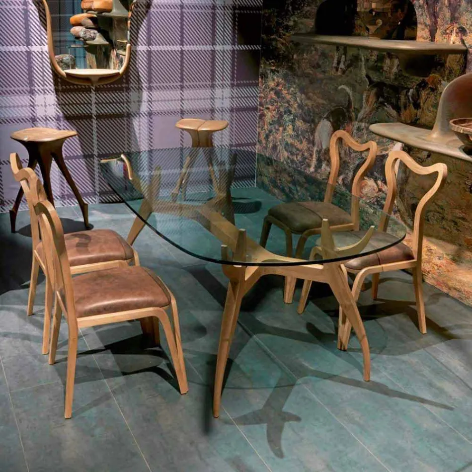 Tavolo ovale da pranzo in legno design moderno, L197xP109 cm, Fraco Viadurini