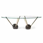 Tavolo ovale di design con piano in vetro 100% Made in Italy Zoe Viadurini