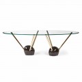 Tavolo ovale di design con piano in vetro 100% Made in Italy Zoe