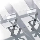 Tavolo ovale di design in cristallo 220x120cm made in Italy Tree Viadurini