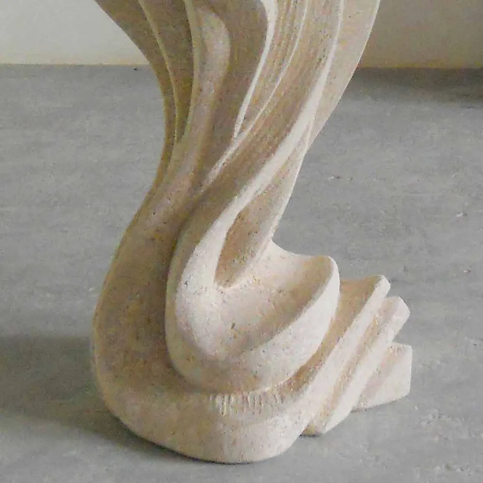 Tavolo ovale in pietra con piano in cristallo dal design moderno Agave Viadurini