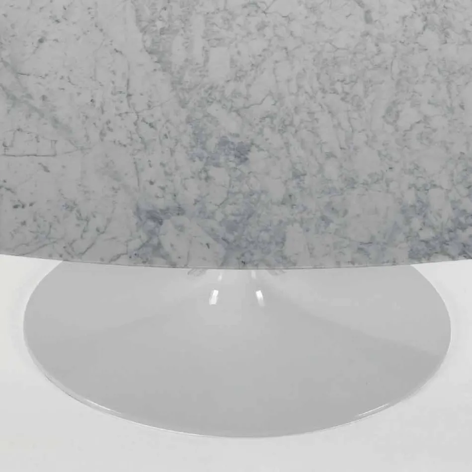 Tavolo Ovale Moderno in Marmo Carrara o Nero Marquinia Made in Italy – Dollars Viadurini