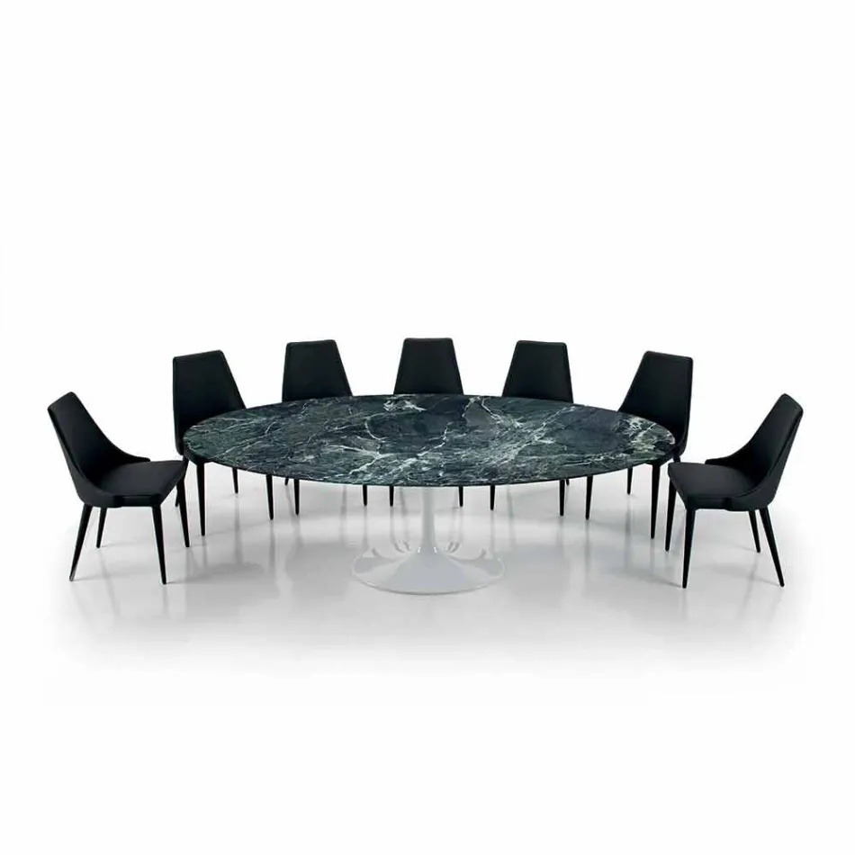 Tavolo Ovale Moderno in Marmo Carrara o Nero Marquinia Made in Italy – Dollars Viadurini