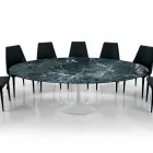 Tavolo Ovale Moderno in Marmo Carrara o Nero Marquinia Made in Italy – Dollars Viadurini