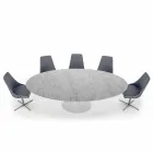 Tavolo Ovale Moderno in Marmo Carrara o Nero Marquinia Made in Italy – Dollars Viadurini