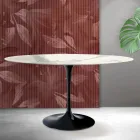 Tavolo Ovale Tulip Saarinen H 74 cm in Ceramica Florim Statuario Opaco - Scarlet Viadurini
