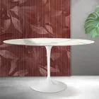 Tavolo Ovale Tulip Saarinen H 74 cm in Ceramica Florim Statuario Opaco - Scarlet Viadurini