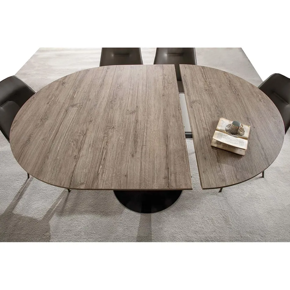 Tavolo per Sala da Pranzo con Piano Rotondo Allungabile Fino a 170 cm - Moreno Viadurini