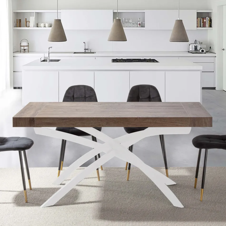 Tavolo per Sala da Pranzo in Legno Nobilitato Allungabile Fino a 280 cm - Lukas Viadurini