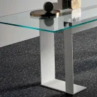 Tavolo Piano in Vetro Extrachiaro e Gambe Metallo 3 Finiture 4 Misure - Speck Viadurini