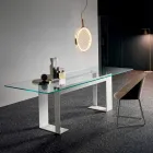 Tavolo Piano in Vetro Extrachiaro e Gambe Metallo 3 Finiture 4 Misure - Speck Viadurini