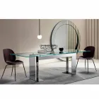 Tavolo Piano in Vetro Extrachiaro e Gambe Metallo 3 Finiture 4 Misure - Speck Viadurini