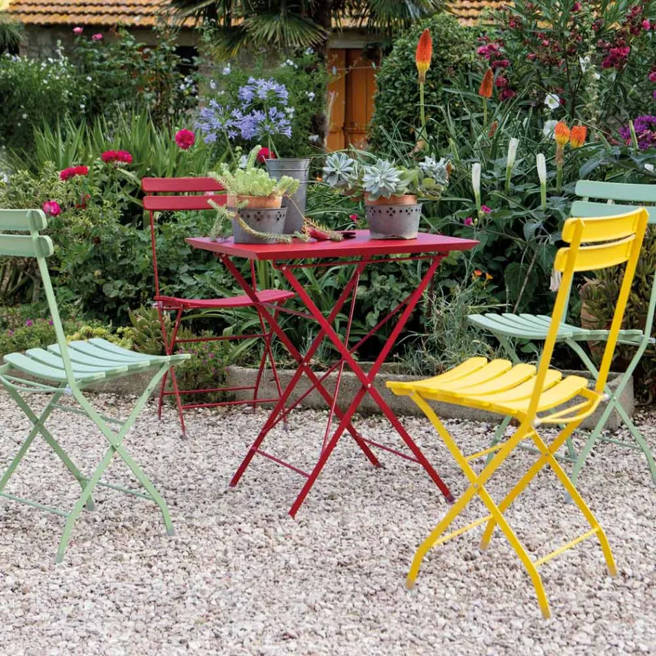 Tavolo Pieghevole Giardino in Acciaio Zincato Fabbricato in Italia - Akila Viadurini