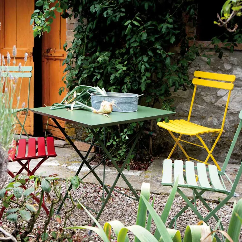 Tavolo Pieghevole Giardino in Acciaio Zincato Fabbricato in Italia - Akila Viadurini
