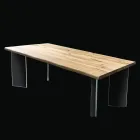 Tavolo Placcato in Rovere Nodato Masellato e Cristallo Made in Italy - Vicente Viadurini