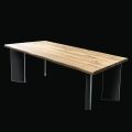 Tavolo Placcato in Rovere Nodato Massellato e Cristallo Made in Italy - Vicente