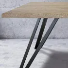 Tavolo Placcato in Rovere Nodato Masellato e Metallo Made in Italy - Luanda Viadurini