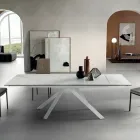 Tavolo Pranzo Allungabile a 240 cm Effetto Marmo e Struttura Metallo - Yvan Viadurini