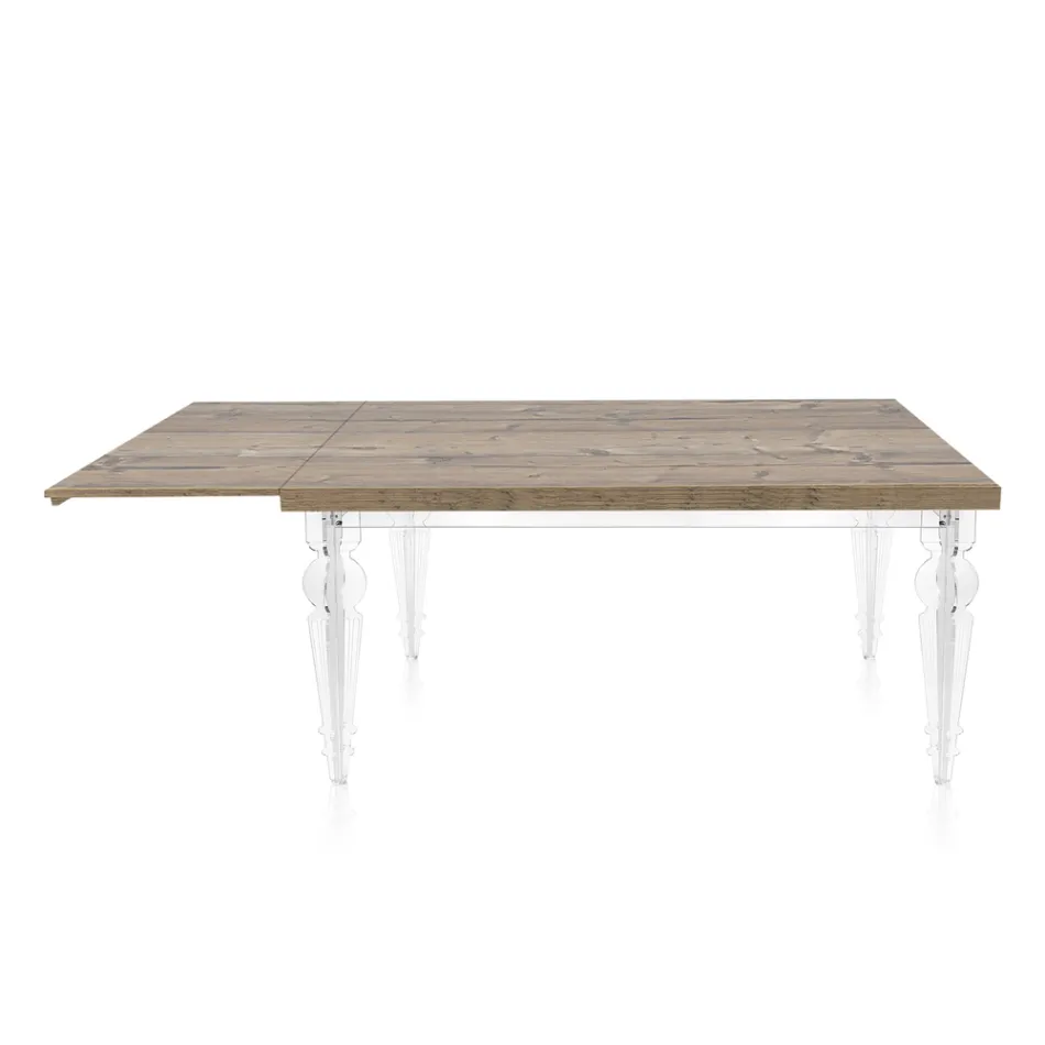 Tavolo Pranzo Allungabile a 255 cm in Plexiglass e Legno Made in Italy - Francoise Viadurini