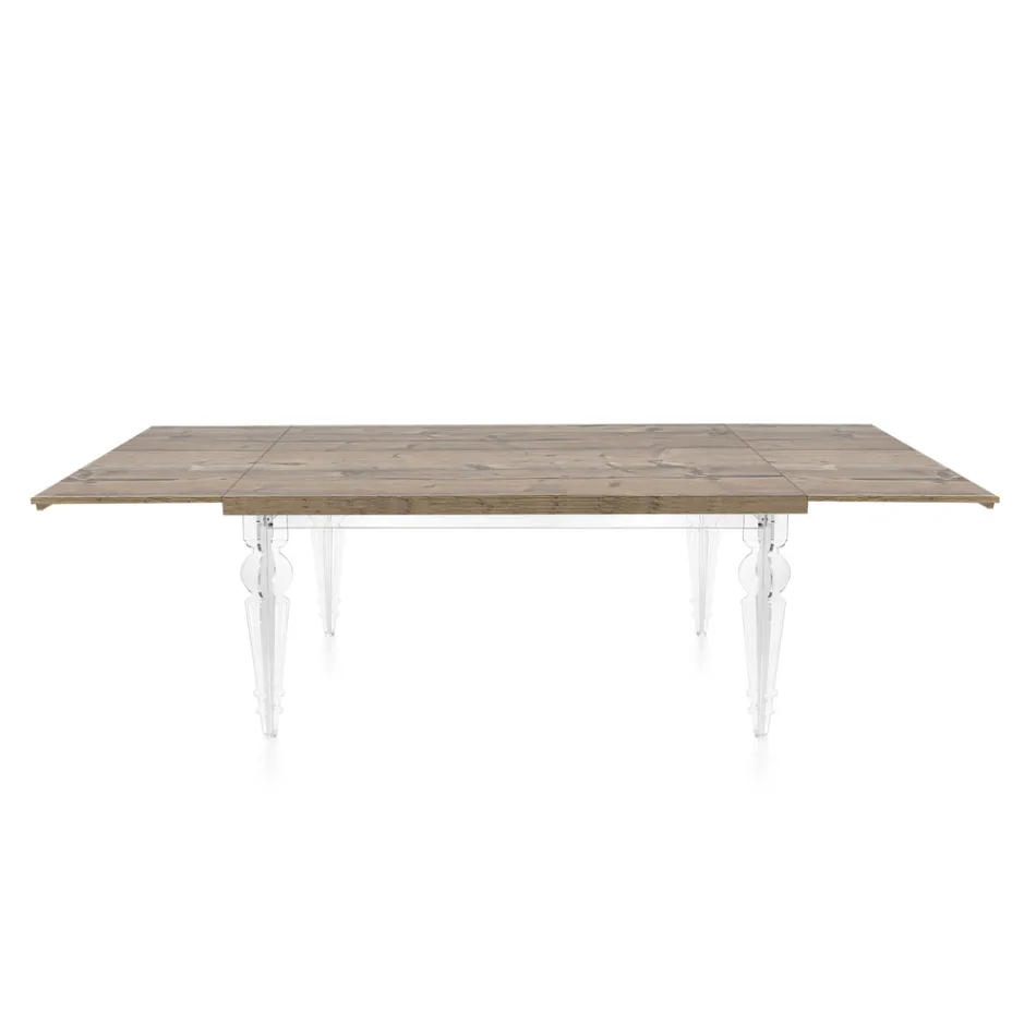 Tavolo Pranzo Allungabile a 255 cm in Plexiglass e Legno Made in Italy - Francoise Viadurini
